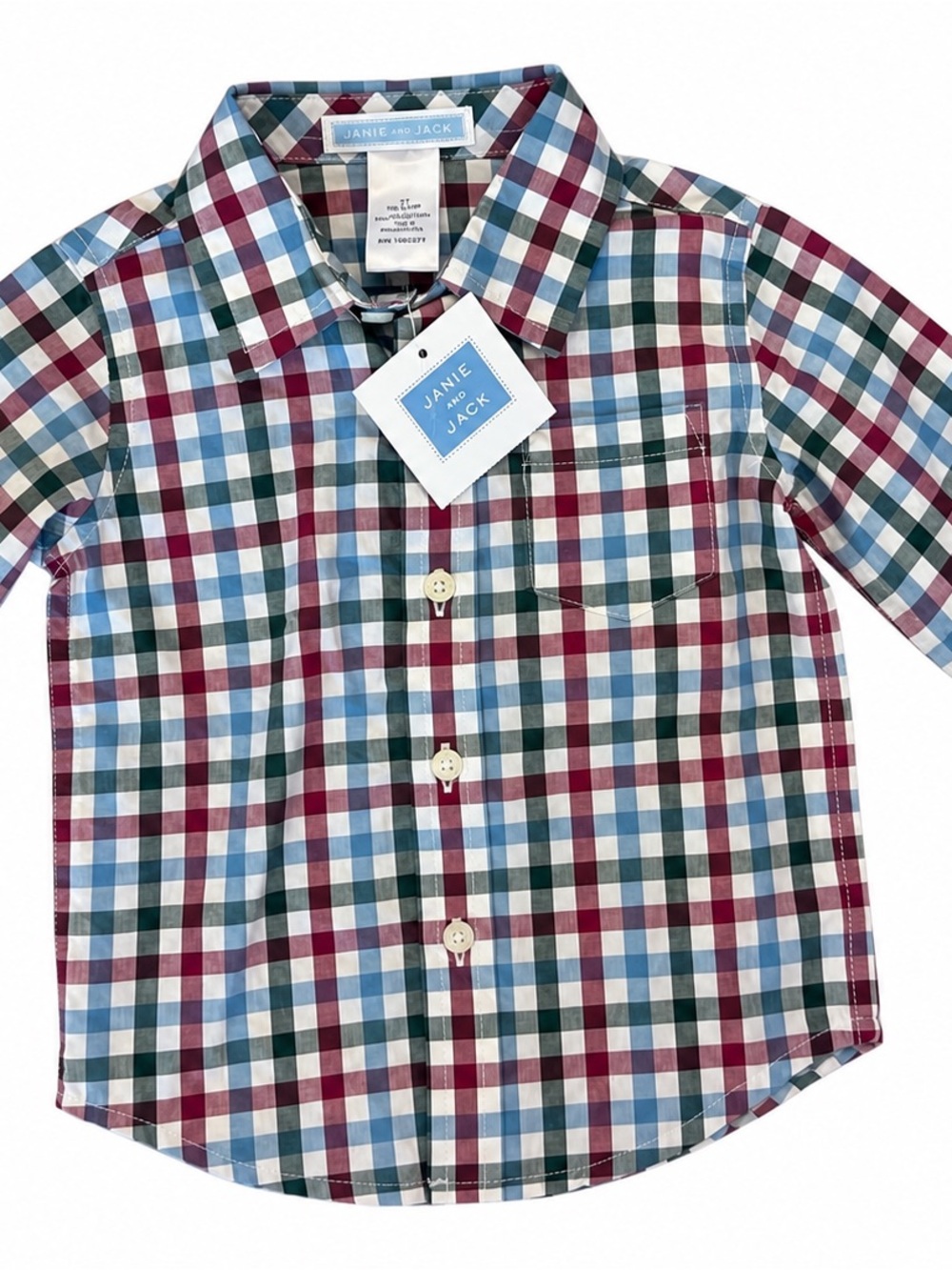 Janie and Jack Baby Boy Plaid Button Down Shirt 3-6 Months NWT